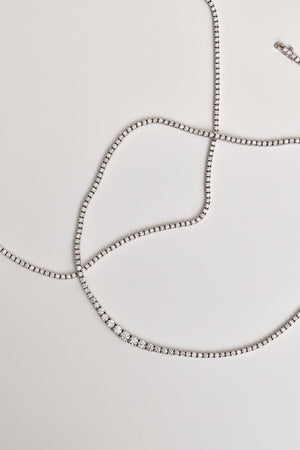 Small Tennis Necklace 0.02ct | 18K White Gold | Natasha Schweitzer
