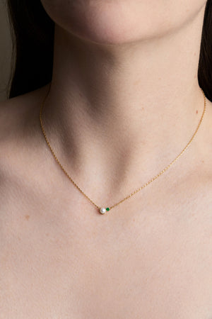 Emerald Pearl Duo Necklace | 9K White Gold | Natasha Schweitzer