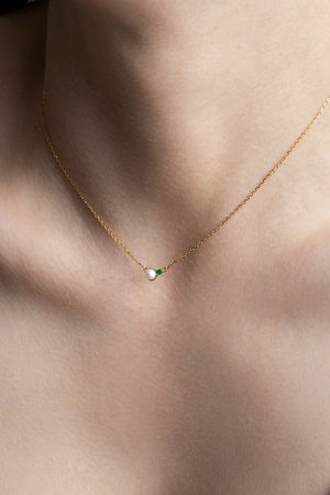 Emerald Pearl Duo Necklace | 9K White Gold | Natasha Schweitzer