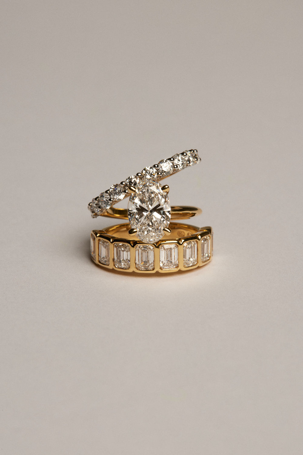 Emerald Bezel Diamond Half Ring | Gold| Natasha Schweitzer