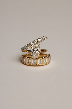 Emerald Bezel Diamond Half Ring | Gold | Natasha Schweitzer