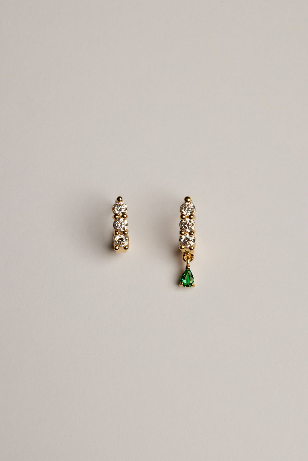 Diamond Georgie Hoops with Emerald Drop | 18K Yellow Gold| Natasha Schweitzer