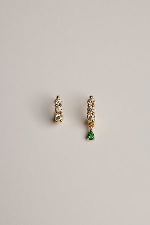 Diamond Georgie Hoops with Emerald Drop | 18K Yellow Gold | Natasha Schweitzer