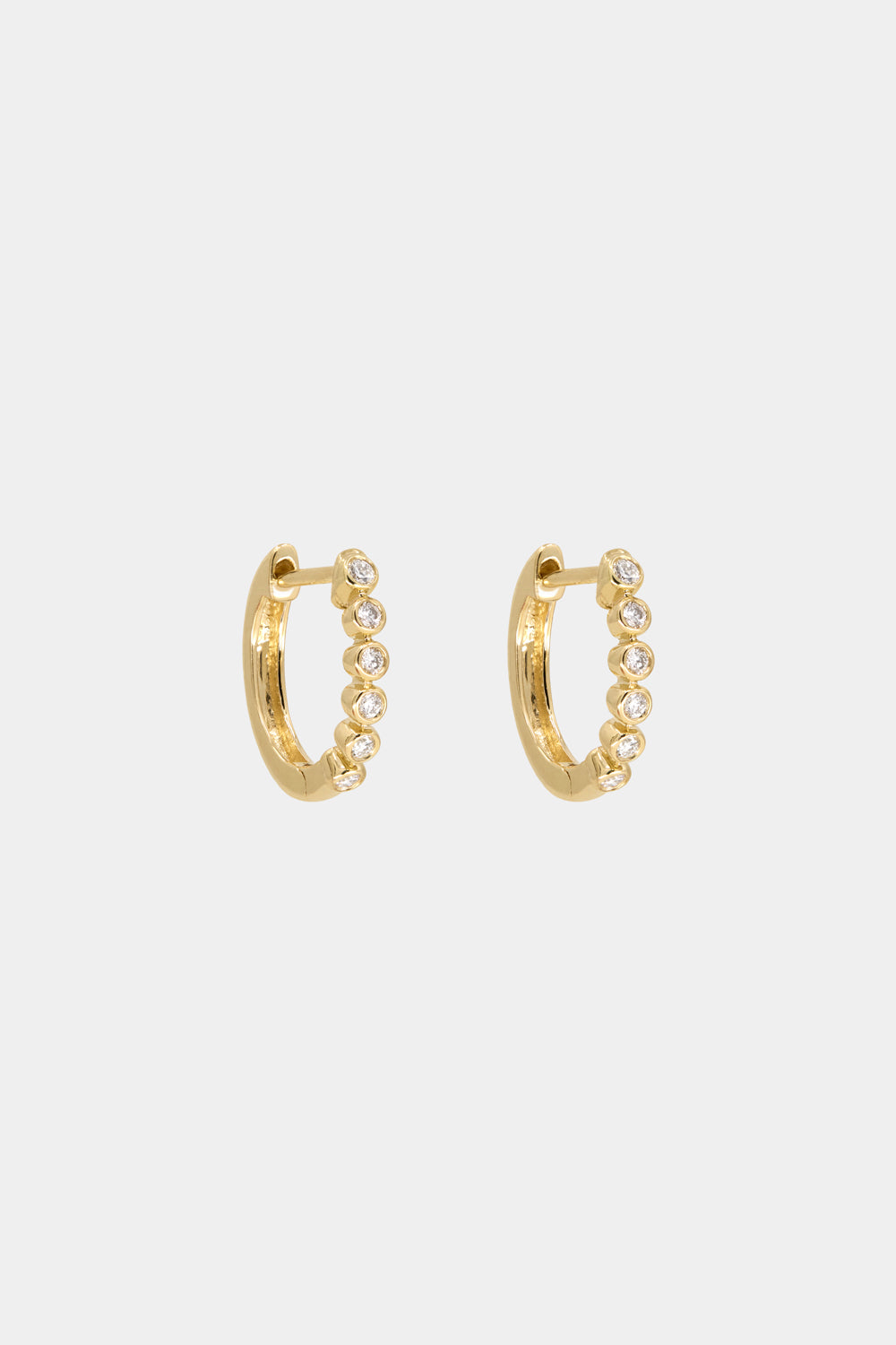 Bezel Diamond Huggies | 18K Yellow Gold