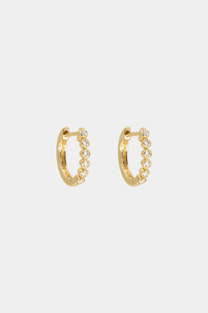 Bezel Diamond Huggies | 18K Yellow Gold | Natasha Schweitzer
