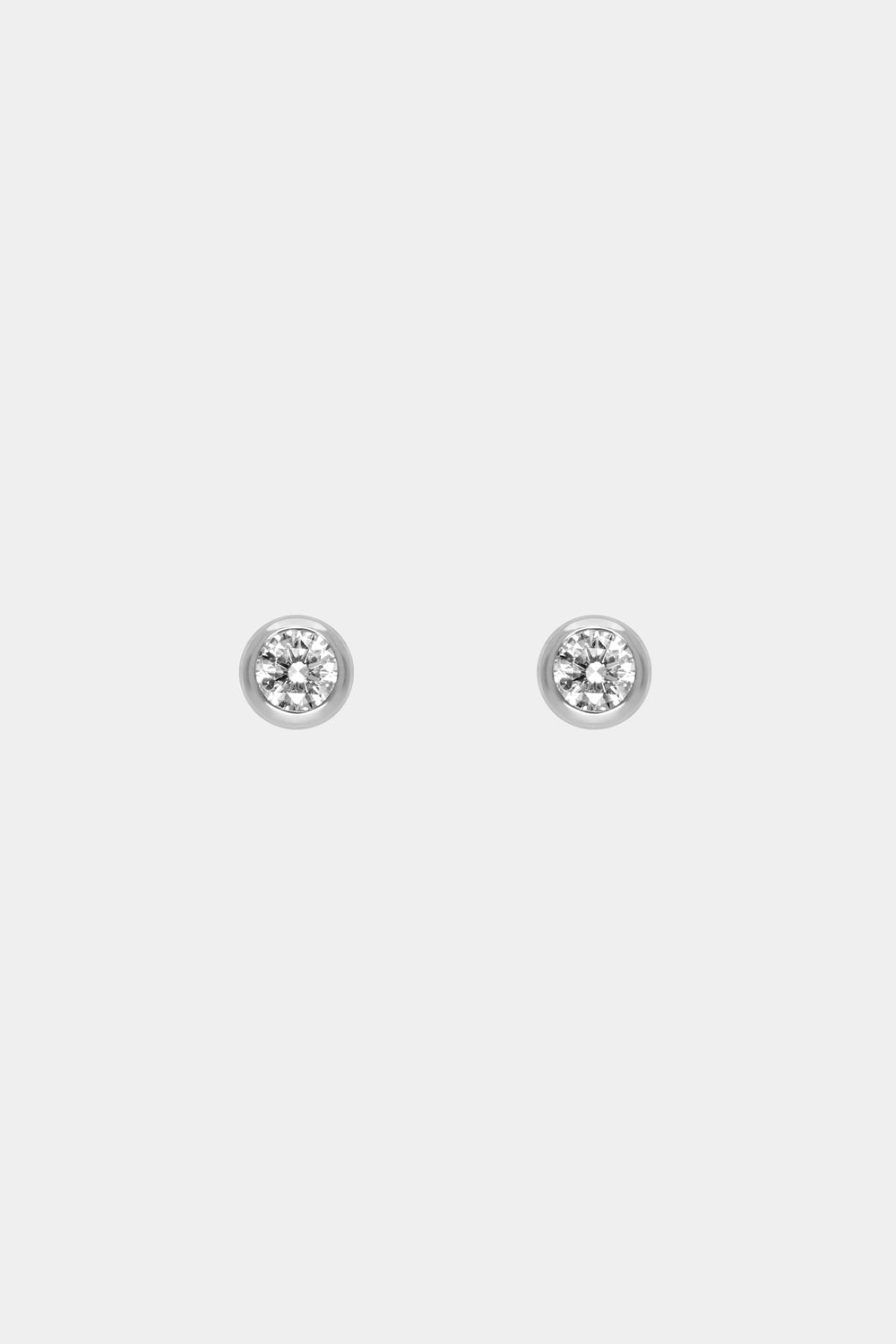 Mini Round Diamond Studs | 9K White Gold