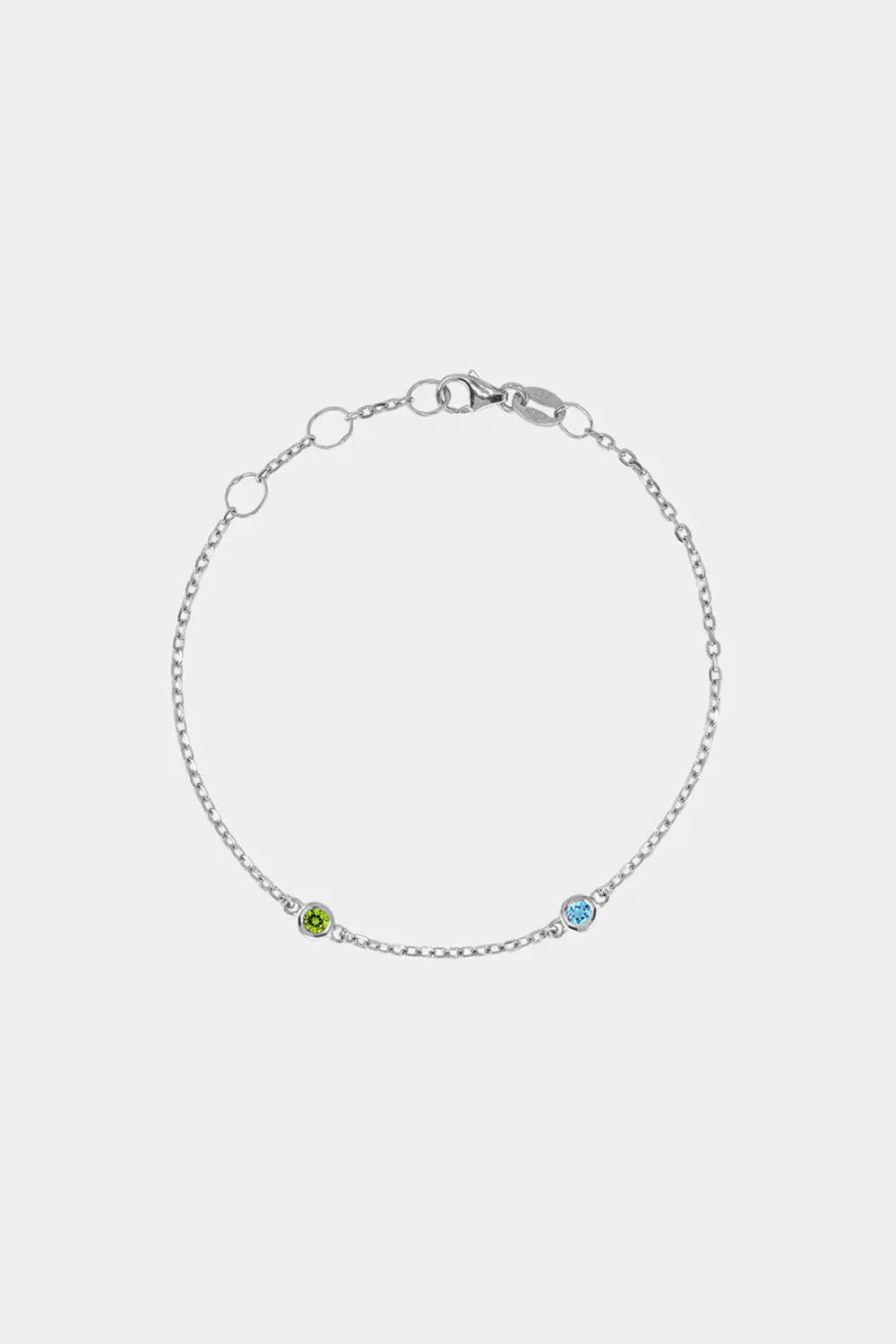 Round Birthstone Charm Bracelet | 9K White Gold| Natasha Schweitzer