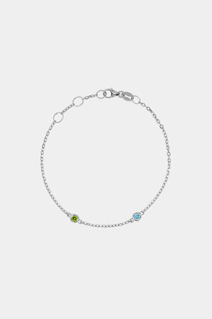 Round Birthstone Charm Bracelet | 9K White Gold | Natasha Schweitzer