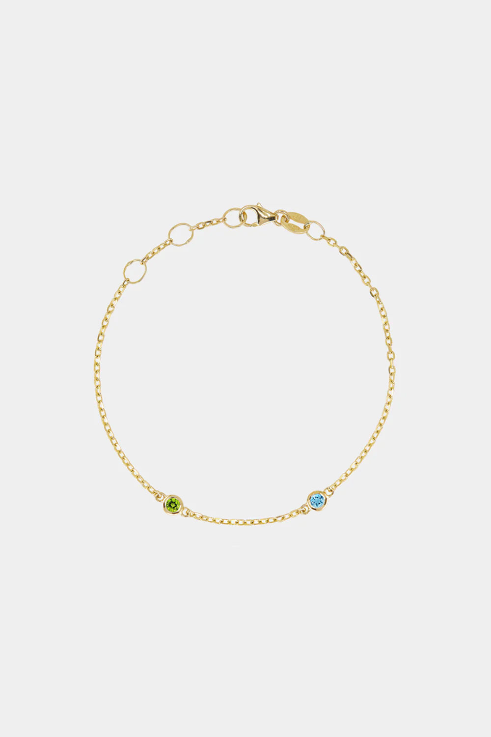Round Birthstone Charm Bracelet | 9K Yellow Gold| Natasha Schweitzer