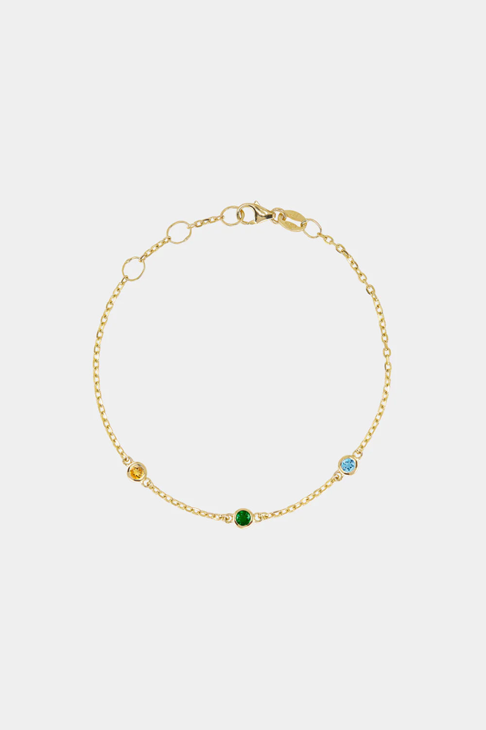 Round Birthstone Charm Bracelet | 9K Yellow Gold| Natasha Schweitzer