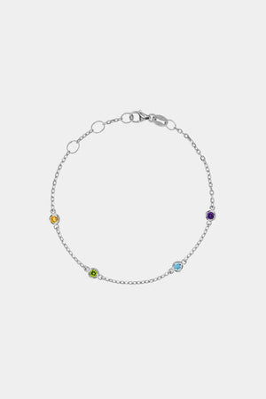 Round Birthstone Charm Bracelet | 9K White Gold | Natasha Schweitzer