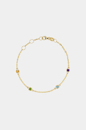 Round Birthstone Charm Bracelet | 9K Yellow Gold | Natasha Schweitzer