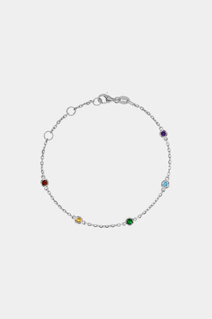 Round Birthstone Charm Bracelet | 9K White Gold | Natasha Schweitzer