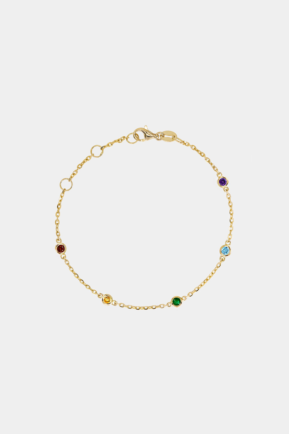Round Birthstone Charm Bracelet | 9K Yellow Gold| Natasha Schweitzer