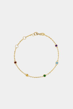 Round Birthstone Charm Bracelet | 9K Yellow Gold | Natasha Schweitzer