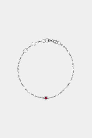 Round Birthstone Charm Bracelet | 9K White Gold | Natasha Schweitzer