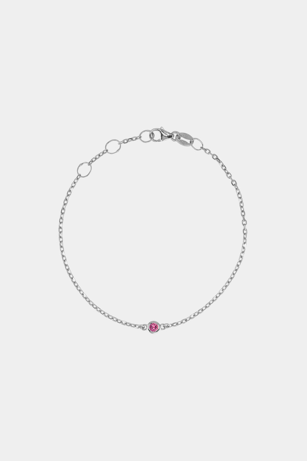 Round Birthstone Charm Bracelet | 9K White Gold