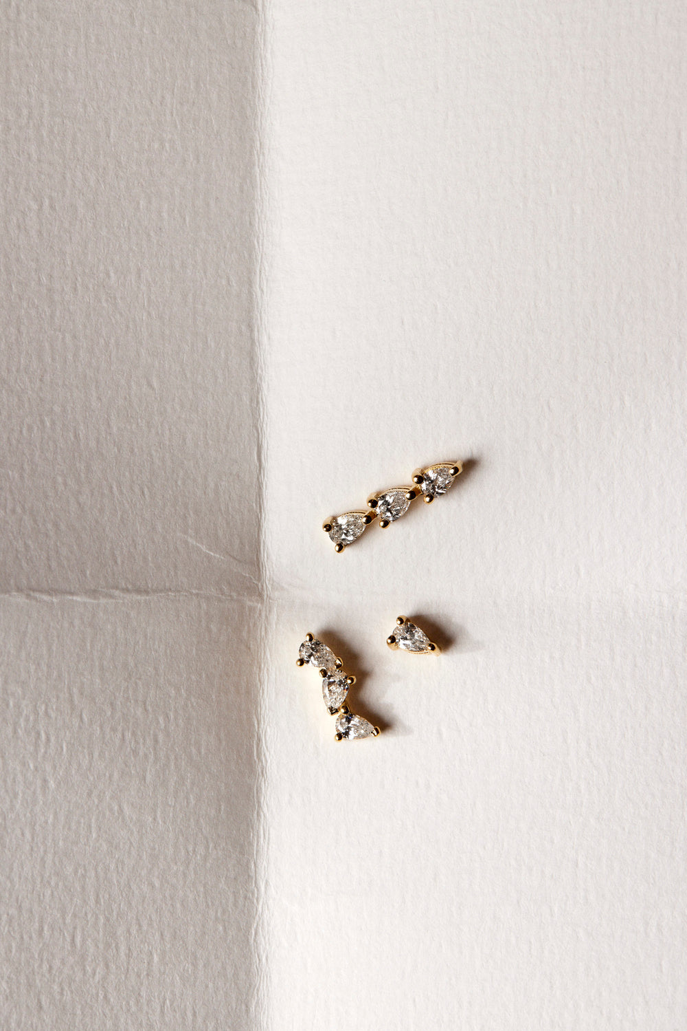 Pear Diamond Bar Studs | 18K White Gold| Natasha Schweitzer