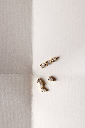 Pear Diamond Bar Studs | 18K White Gold | Natasha Schweitzer