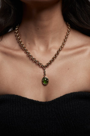 Green Oval Tourmaline Attachment | 9K Yellow Gold | Natasha Schweitzer