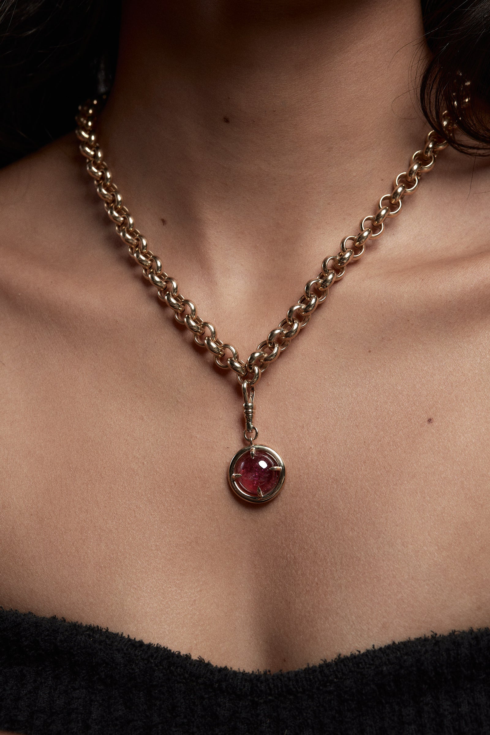 Pink Round Tourmaline Attachment | Silver| Natasha Schweitzer