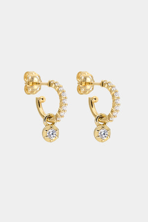 Elsa Diamond Hoops with Diamond Drop | 18K Yellow Gold | Natasha Schweitzer