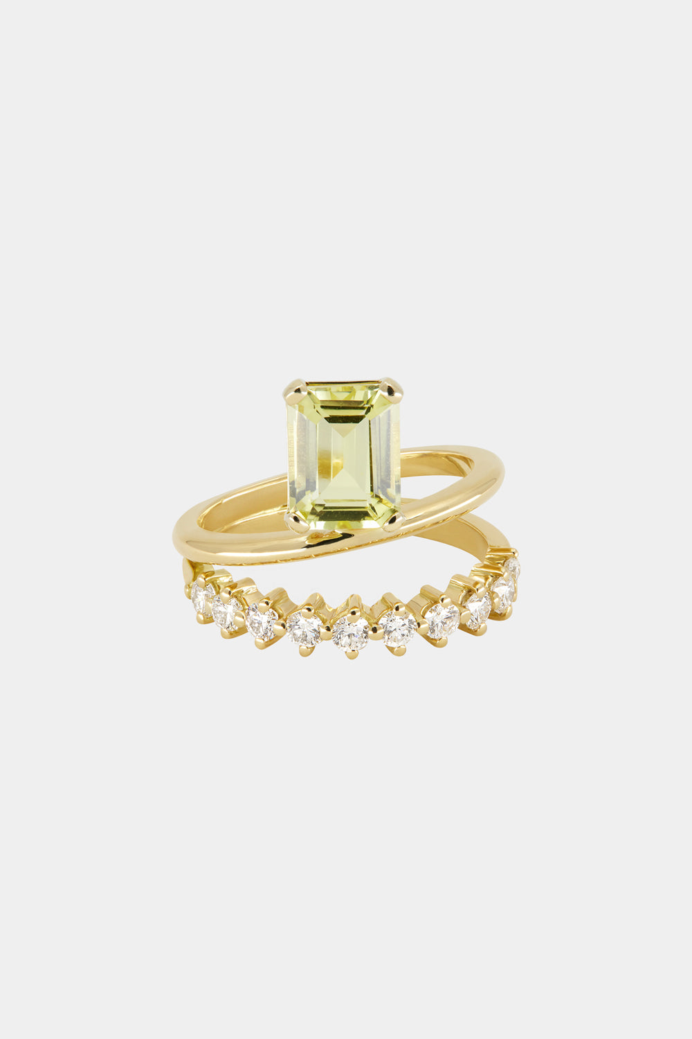 Double Band Buttercup Lemon Quartz Ring | Yellow Gold| Natasha Schweitzer