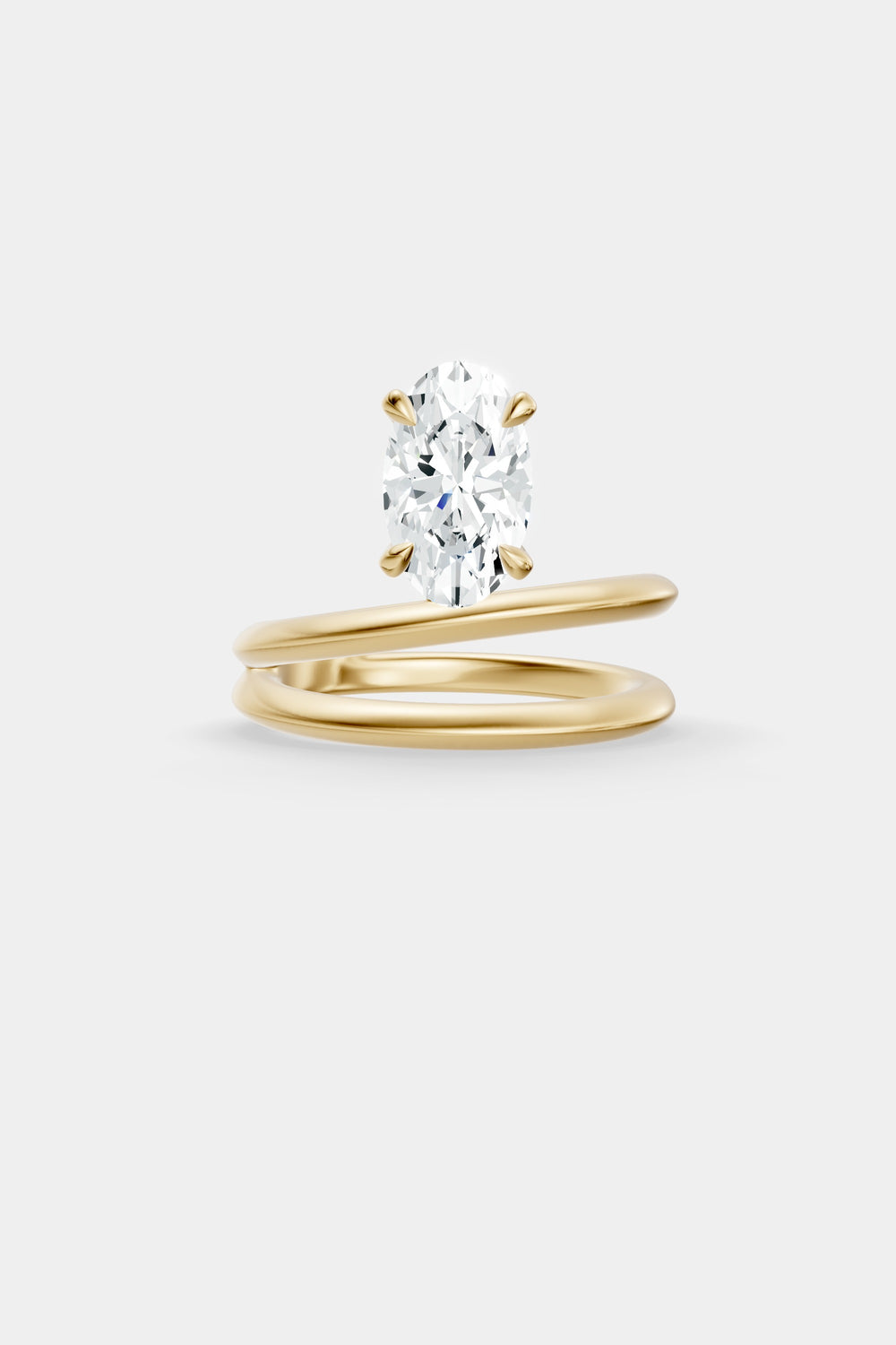 Double Band Diamond Oval Ring | 18K Gold