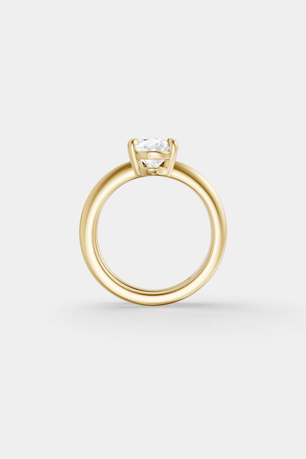 Double Band Diamond Oval Ring | 18K Gold