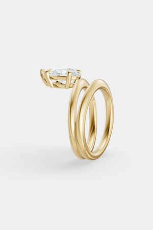 Double Band Diamond Pear Ring | 18K Gold | Natasha Schweitzer