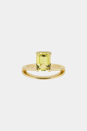 Double Band Lemon Quartz Ring | 9K Yellow Gold | Natasha Schweitzer