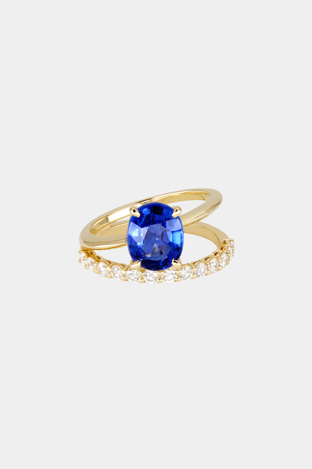 Double Band Sapphire Ring 18K Gold - Main Image