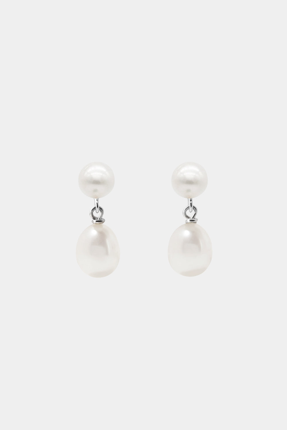 Double Pearl Drop Earrings | Silver