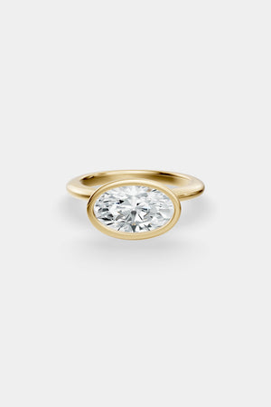East West Diamond Bezel Solitaire Ring | Gwen Band | Natasha Schweitzer