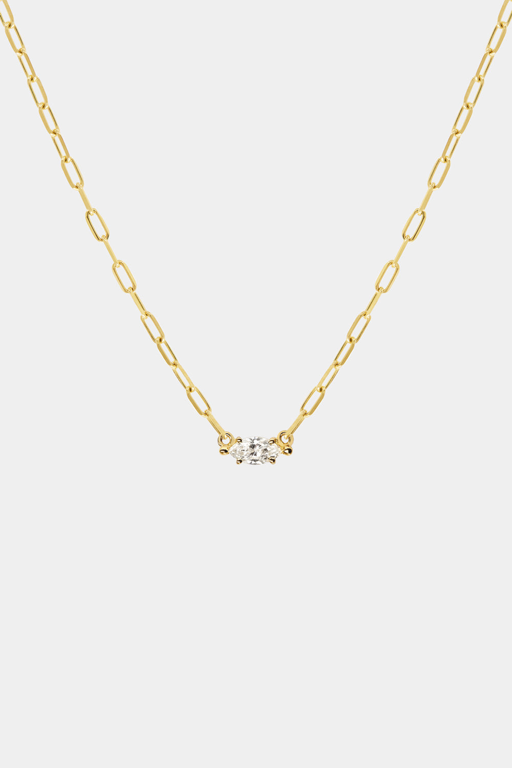 East West Marquise Diamond Necklace | 18K Yellow Gold