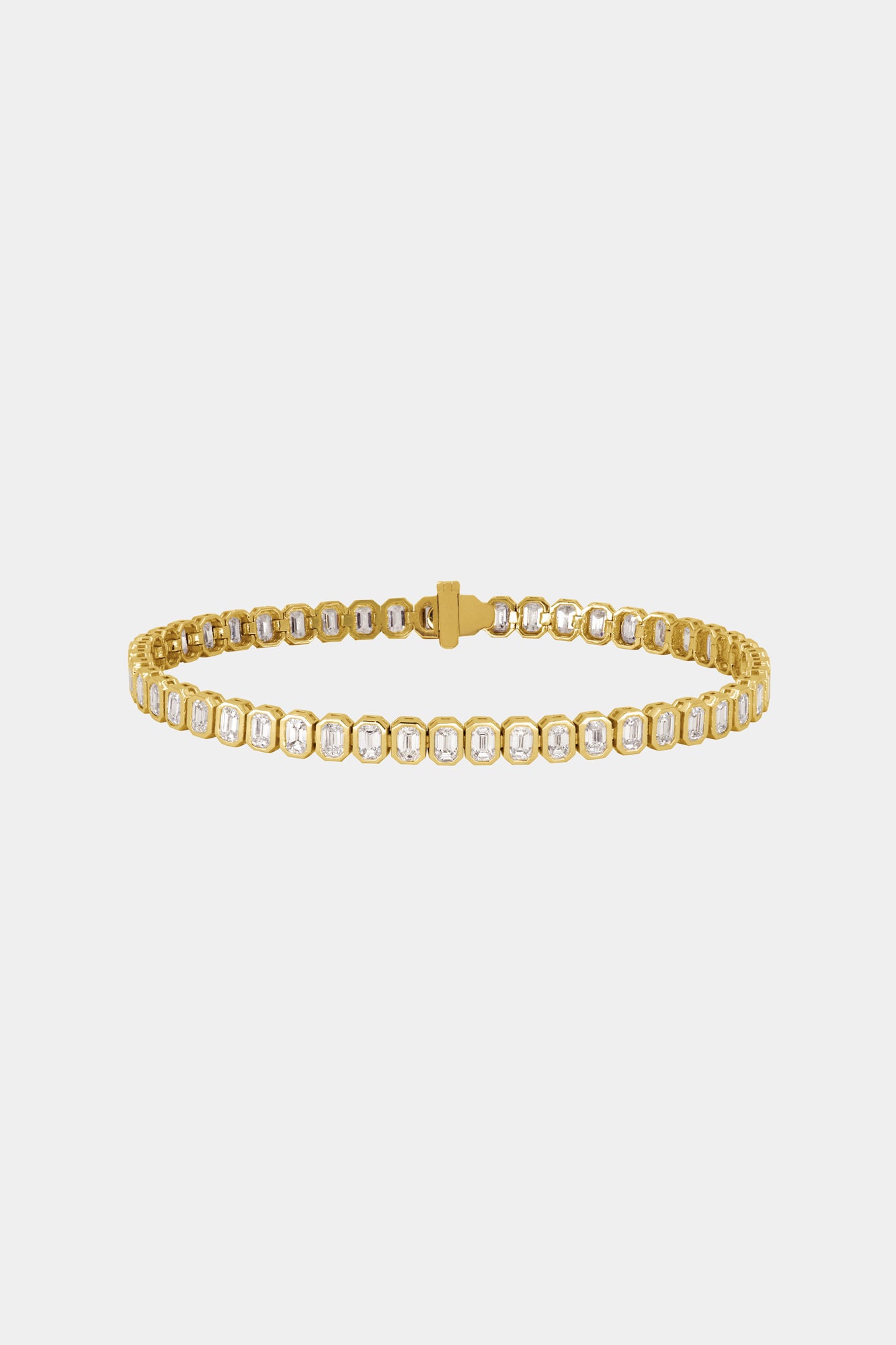 Emerald Bezel Diamond Tennis Bracelet 0.10ct | 18K Yellow Gold