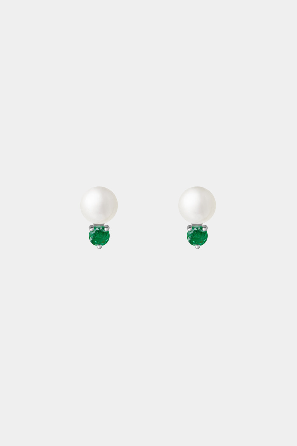 Emerald Pearl Duo Earrings | 9K White Gold