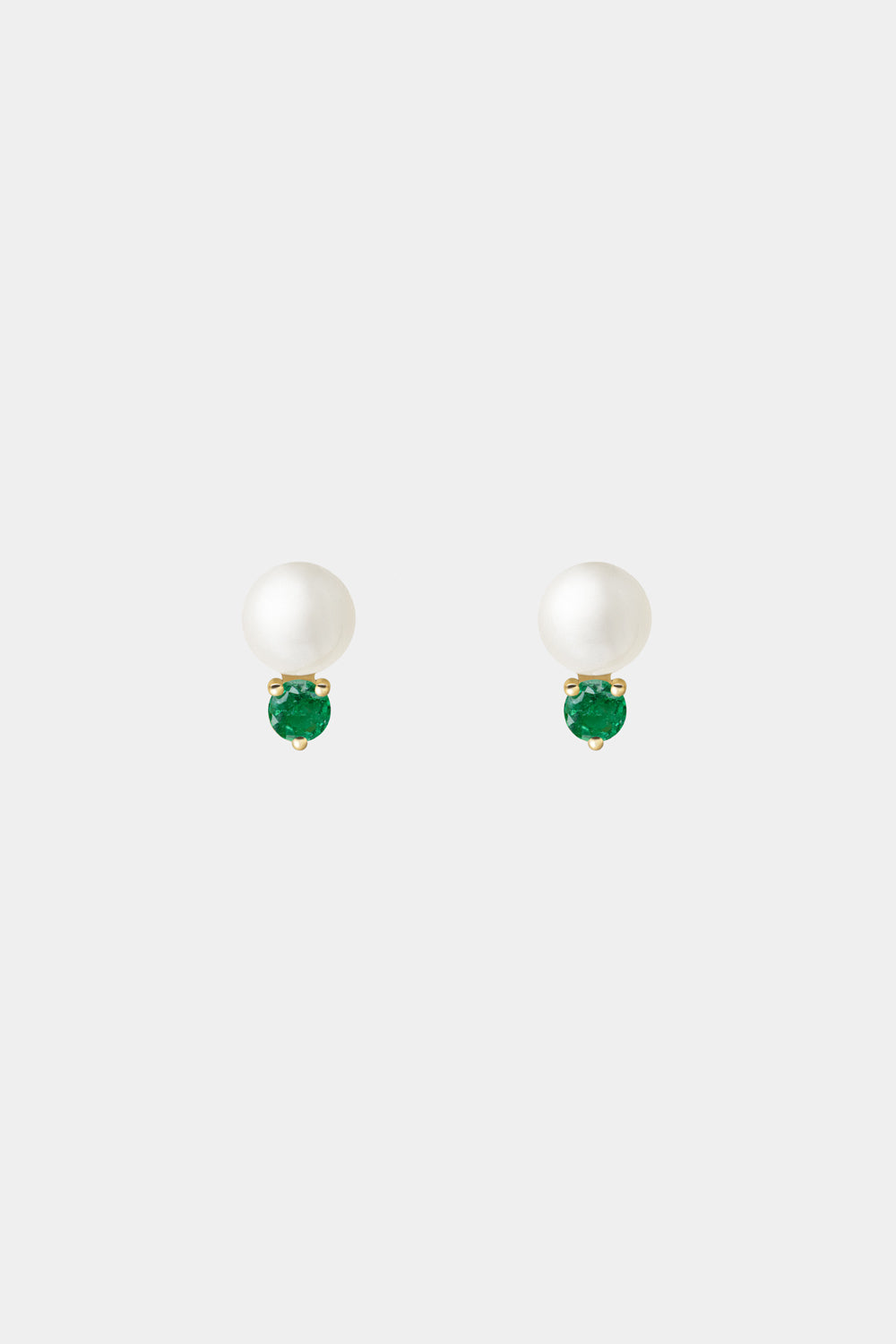 Emerald Pearl Duo Earrings | 9K Yellow Gold