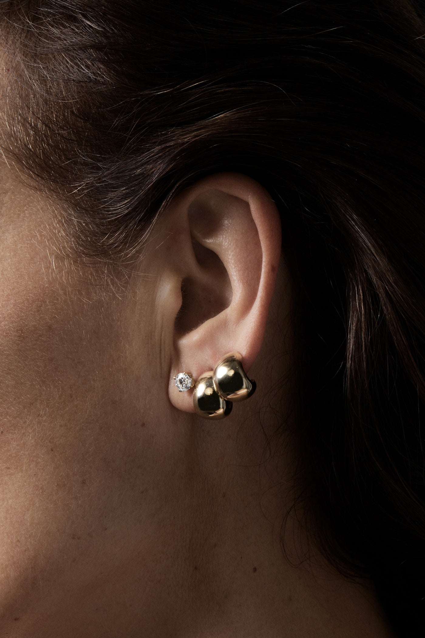 Medium Blob Hoops | 9K Yellow or Rose Gold, Gold Plated