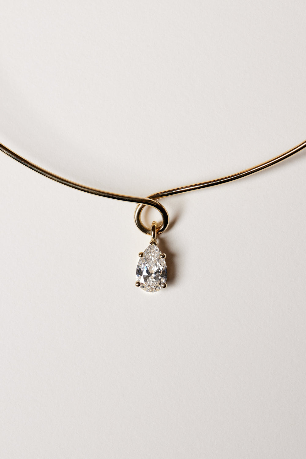 Omega Loop Necklace with Diamond | 18K White Gold| Natasha Schweitzer