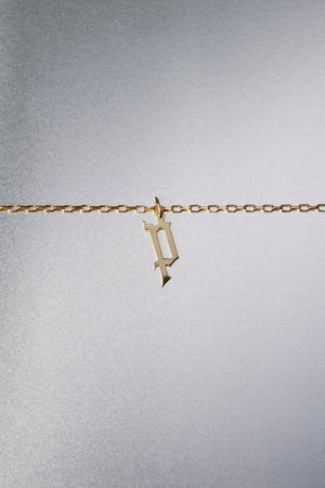 Large Gothic Letter Necklace | 9K Rose Gold | Natasha Schweitzer