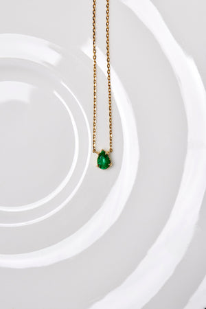 Pear Emerald Necklace | 18K Gold | Natasha Schweitzer