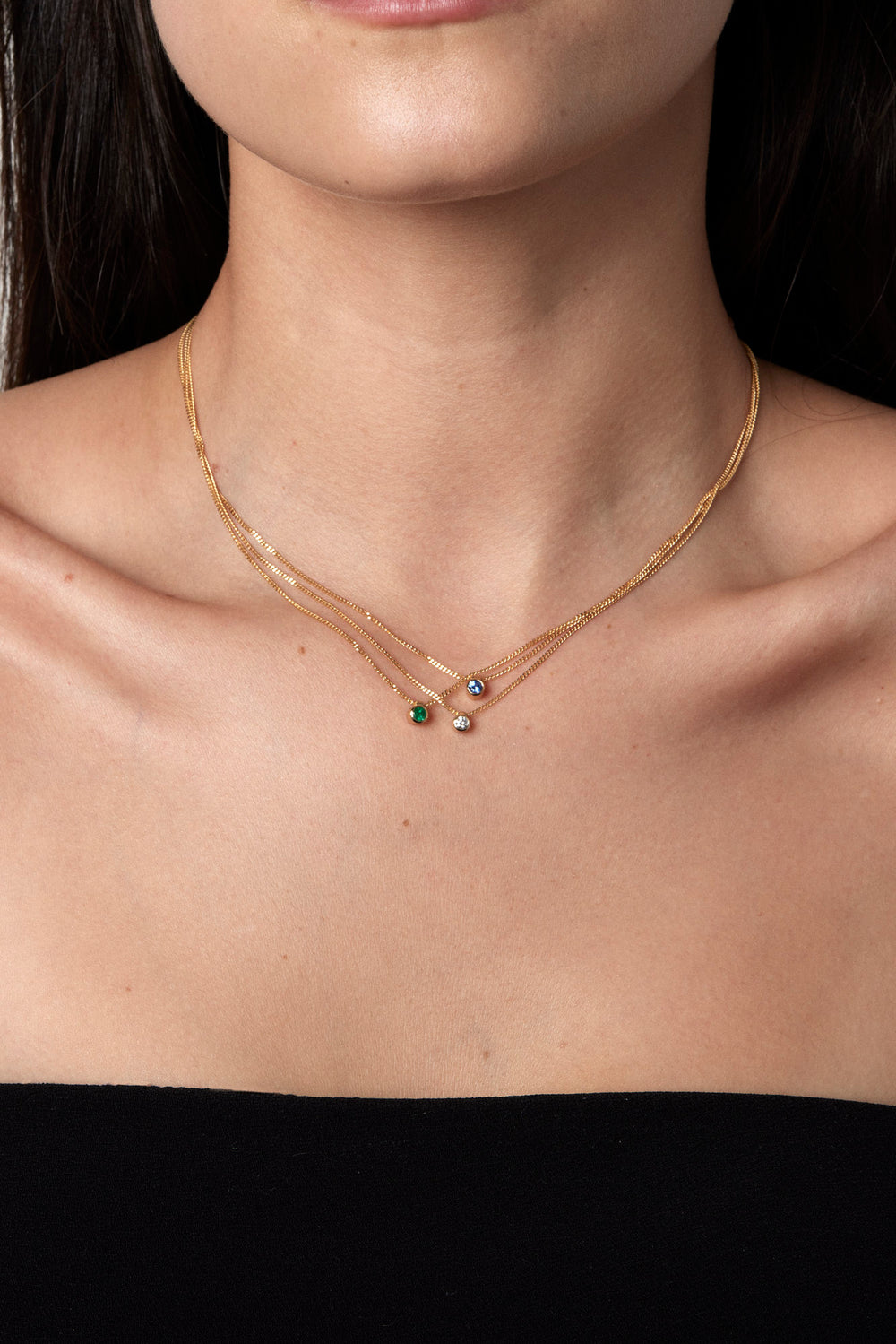 Mini Emerald Necklace | 9K Gold| Natasha Schweitzer