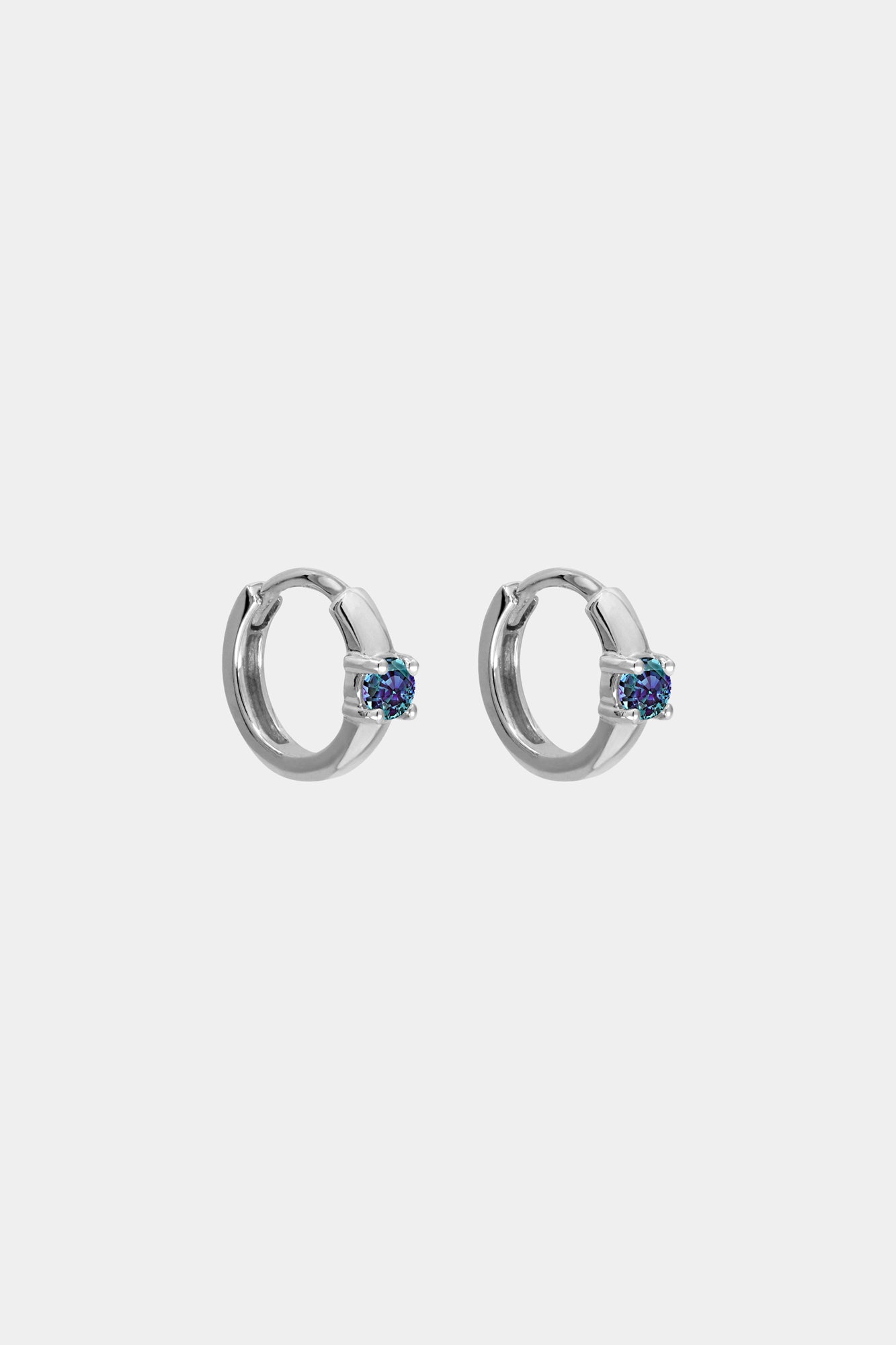 Gemstone Huggies | 9K White Gold