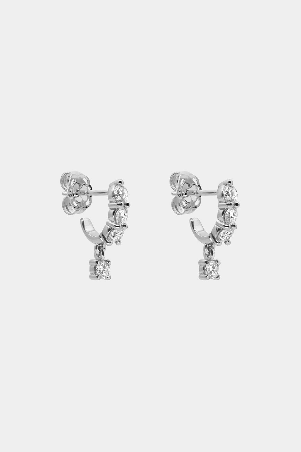 Diamond Georgie Hoops with Diamond Drop | 18K White Gold