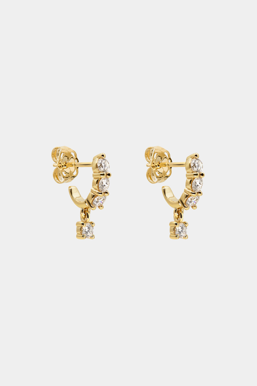 Diamond Georgie Hoops with Diamond Drop | 18K Yellow Gold