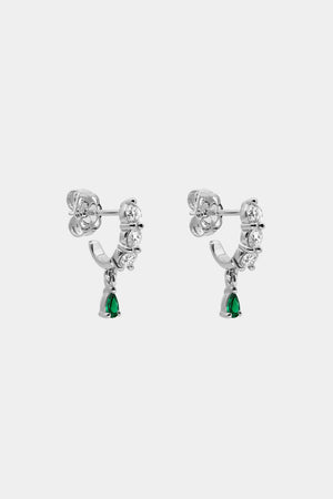 Diamond Georgie Hoops with Emerald Drop | 18K White Gold | Natasha Schweitzer