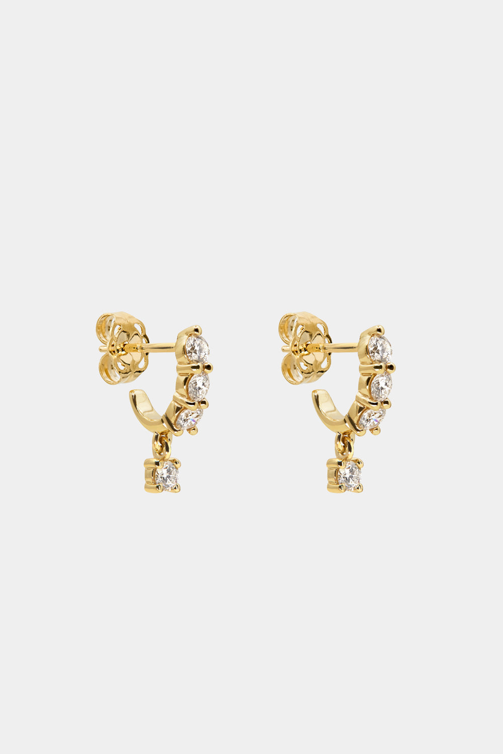 Diamond Georgie Hoops with Diamond Drop | 18K Yellow Gold, More options available