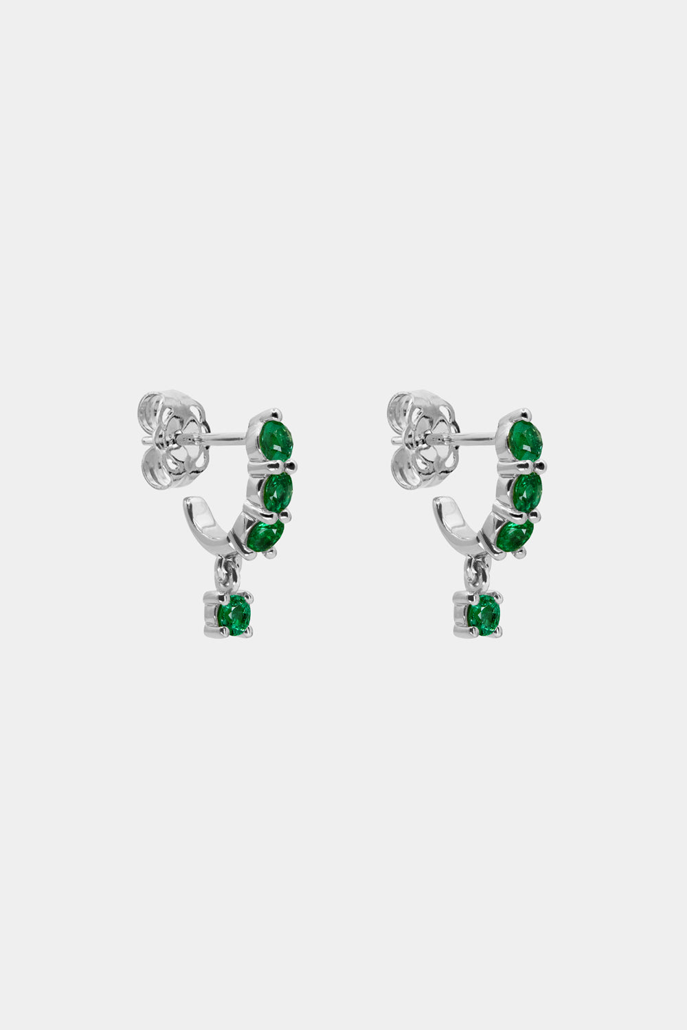 Emerald Georgie Hoops | 18K White Gold