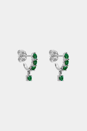 Emerald Georgie Hoops | 18K White Gold | Natasha Schweitzer